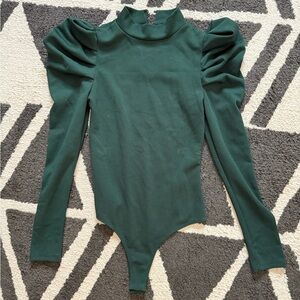 TCEC Dark Green Puff Sleeve Bodysuit